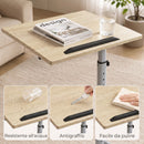 Tavolino Salotto ad Altezza Regolabile 60x40x72-93,5 cm con 4 Ruote in Truciolare e Metallo Rovere      