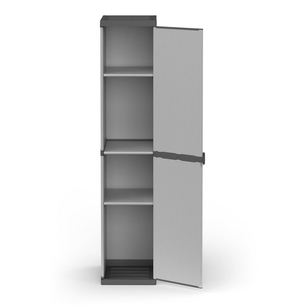 sconto Armadio da Esterno 34x40x165 cm 1 Anta 4 Ripiani in Resina Grigio