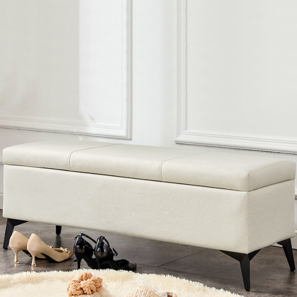 sconto Cassapanca Contenitore Ecopelle Divano Panca Pouf con Piedini in Metallo Beige