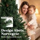 Albero di Natale Artificiale 98x98x200 cm con 1000 Rami Ignifughi e Base Pieghevole in Metallo Verde      