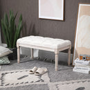 Panca Fondo Letto Imbottita 80x40x41 cm in Legno Ottomana Beige
