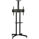Supporto TV da Pavimento 32-75 Pollici 76x56x120-187,5 cm con Ruote a Freno e Altezza Regolabile in Metallo Nero      