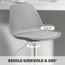 Set 2 Sgabelli da Bar 38x42x82-104 cm con Schienale e Poggiapiedi in PP Pelle PU e Acciaio Grigio      