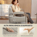Divano 3 Posti Moderno 174x75x76 cm Rivestito in Ciniglia Struttura in Acciaio Beige      