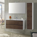 Mobile da Bagno Sospeso con Colonna Mazzoni Maiorca Plus Noce Scuro Frassinato P18x70 cm