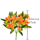 Set 4 Bouquet Artificiali di Tulipani Artificiali e Gigli Altezza 37 cm Arancio