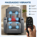 Poltrona Reclinabile Massaggiante e Riscaldata 82x99x103 cm 8 Punti Massaggio con Telecomando in Pelle PU Grigio Chiaro      