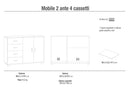 Madia 2 Ante 4 Cassetti 116x86x41 cm Olmo Chiaro