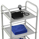 Carrello Portaoggetti Multiuso 3 Ripiani Bagno Cucina Parrucchiere Estetista 4 Ruote in Acciaio      