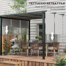 Gazebo Pergola con 3 Tettucci Regolabili 300x350 cm in Acciaio e Poliestere Grigio Chiaro      