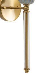 Lampada da Muro Varsavia 17x22x57 cm in Ferro e Vetro e Tessuto Oro e Bianco      