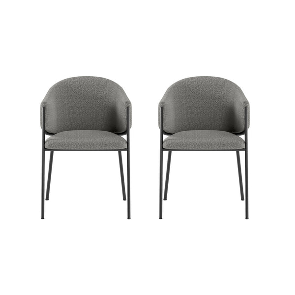 Set 2 Sedie Medea 53x60x78 cm in Tessuto Easy-Clean Bouclé Grigio prezzo