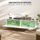 Mobile Sospeso con Armadietti con Ante a Ribalta 140x33x29,8 cm in Truciolare Bianco Lucido   