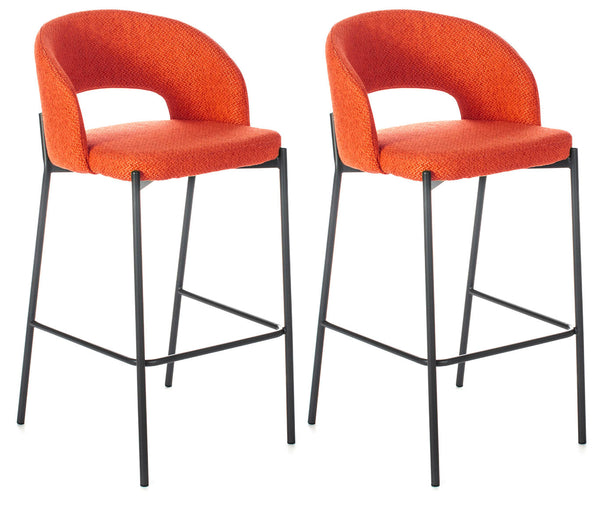 online Set 2 Sgabelli 52x50x89 cm in Tessuto Greta Arancio