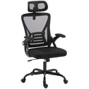 Sedia Ufficio Ergonomica 59x62x107-125 cm con Braccioli Ribaltabili Poggiatesta e Altezza Regolabili in Rete Traspirante Nero      