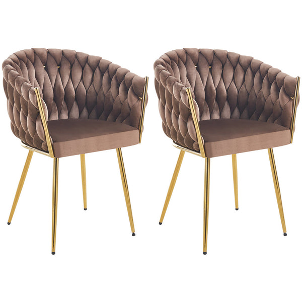Set 2 Sedie per Sala da Pranzo e Ufficio in Velluto Marrone Sedia Ergonomica sconto