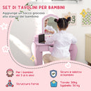 Set Toeletta per Bambina con Specchio in Acrilico e Sgabello Abbinato in Legno Rosa      