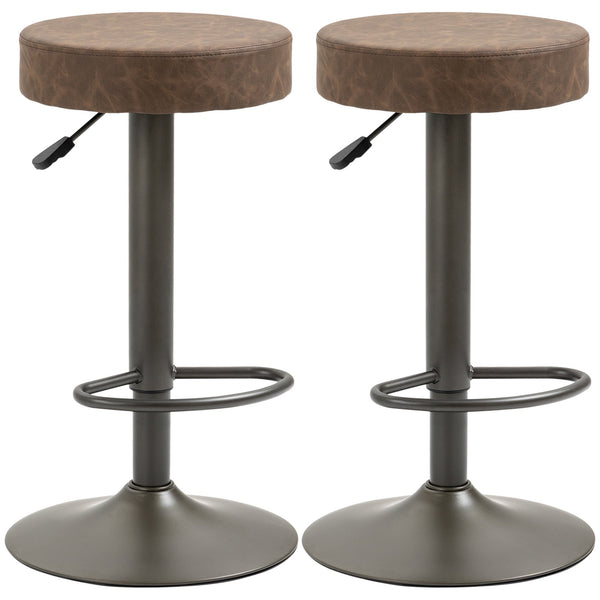 Set 2 Sgabelli Bar 35x36x64-85 cm con Poggiapiedi in Similpelle Marrone online