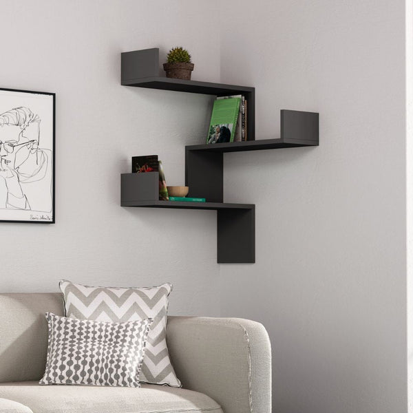 acquista Libreria Angolare 90x22x60 cm in MDF Luksa Antracite