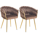 Set 2 Sedie per Sala da Pranzo e Ufficio in Velluto Marrone Sedia Ergonomica