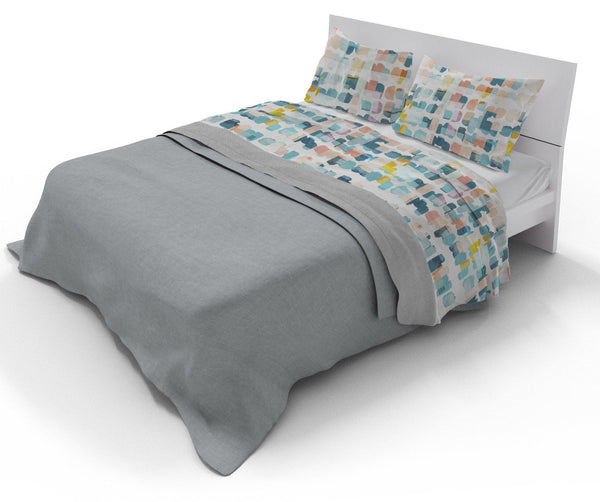 acquista Set Lenzuolo Matrimoniale Sopra e Federe con Stampa Watercolor 06