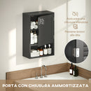 Armadietto Bagno a Parete 40x20x60 cm con Ripiano Regolabile e Anta Ammortizzata in MDF Nero      