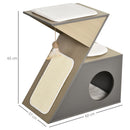 Casetta per Gatti con Tiragraffi in MDF 60x37x65 cm  Grigia