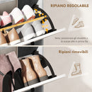 Scarpiera Slim Capacità 15 Scarpe 83x24x90,5 cm con 2 Cassetti Ribaltabili e 3 Vani Aperti Grigio      