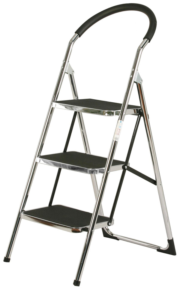 Scaletto Sgabello Richiudibile in Acciaio 3 Gradini Tosini Cromato online