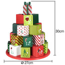 Calendario dell'Avvento Regali di Natale 30x27 cm con 24 Cassetti in Legno Multicolore      