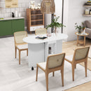 Tavolo da Pranzo Pieghevole per 2-4 Persone 120x60x77 cm con 6 Ruote Ripiani a 2 Livelli e 2 Ribalte in Pannello di Particelle Bianco      