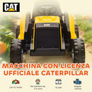 Trattore Elettrico per Bambini 3-6 Anni Marchio Ufficiale CAT 12V Guida Manuale e con Telecomando Giallo