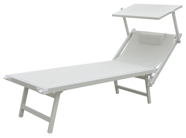 Lettino Prendisole da Giardino 185x61x39,5 cm Telaio in Alluminio Bianco e Textilene Bianco prezzo