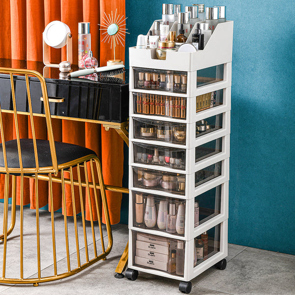 sconto Cassettiera Salvaspazio Carrello Portaoggetti in Polipropilene 8 Ripiani Bianco