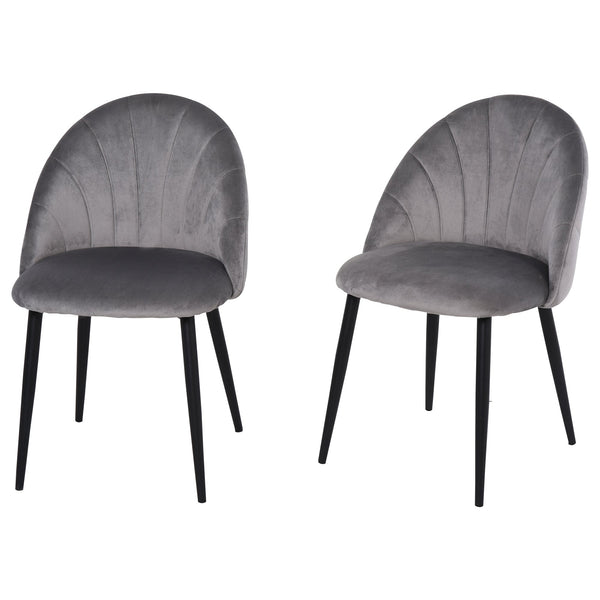 Set 2 Sedie Imbottite 50x54x79 cm in Velluto Grigio online