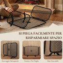 Parascintille Camino Pieghevole a 3 Pannelli 90x16x40 cm con Base Rimovibile in Metallo Nero      