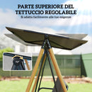 Dondolo 3 Posti da Giardino 208x125x180 cm con Tettoia Regolabile e Cuscino in Acciaio Texteline e Poliestere Grigio      