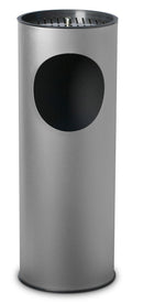 Pattumiera Gettacarte Ø24,3xh66,5 cm con Posacenere In Acciaio Verniciato Grigio
