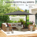 Ombrellone Decentrato e Inclinabile 3x3 m con Base a Croce Riempibile e Manovella in Poliestere Grigio Scuro      