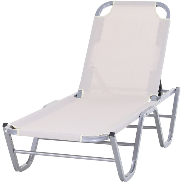 Lettino Prendisole in Alluminio con Schienale Reclinabile a 5 Livelli 163x58,5x91 cm Crema acquista