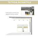 Pergola da Giardino a Parete 3x3m Tettuccio Scorrevole in Metallo Crema