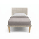 Letto Singolo con Rete Rivestita Microfibra Sabbia Tessis Testata Square Varie Misure