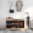 Panca Scarpiera Moderna 76,5x30x52 cm con Vani a Giorno e Cassetto Rivestimento in Melamina Grigio  