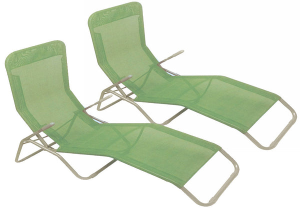 Set 2 Sedie Sdraio Pieghevoli in Mettallo Tessuto Textilene Soriani Dondolina Verde Melange prezzo