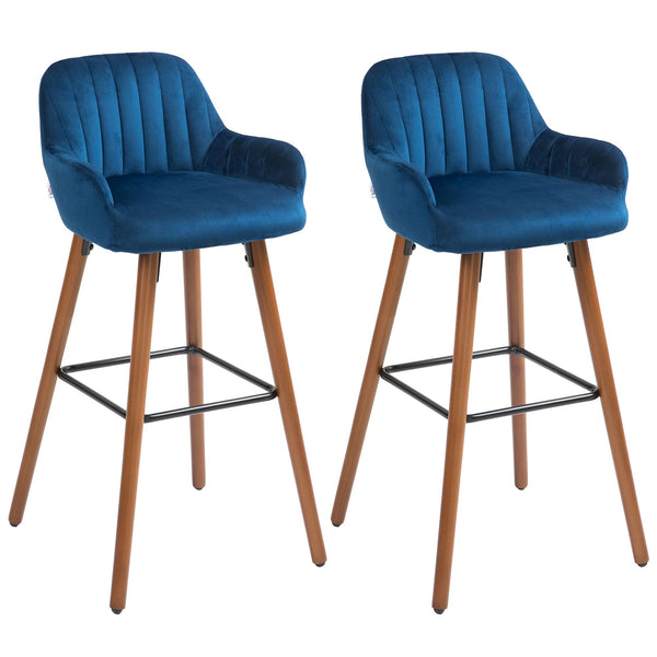 Set 2 Sgabelli da Bar con Schienale in Velluto Blu Scuro prezzo