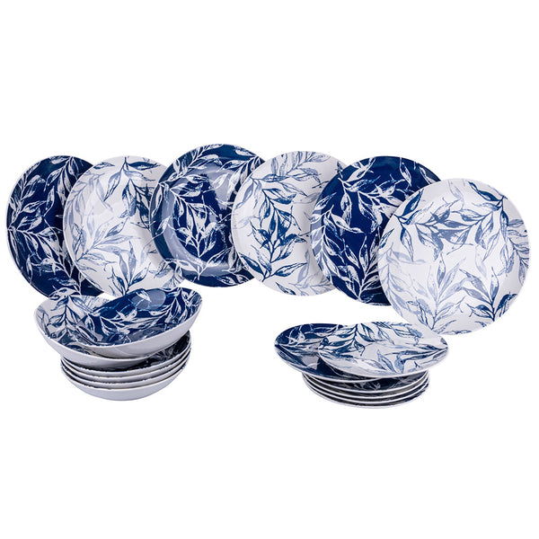 acquista Servizio Piatti 18 Pezzi in Porcellana VdE Tivoli 1996 Forest Leaf Blue