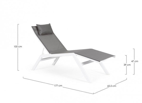 Lettino Chaise Longue da Giardino 65,5x177x105h cm con Cuscino Poggiatesta Krion Bianco sconto