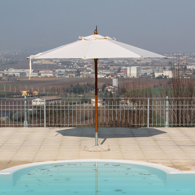 Ombrellone da Giardino Ø3,5 m Palo Ø48 mm in Legno Telo in Acrilico Danieli Havana Ecrù