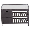 Panca Contenitore da Ingresso con Cassetti e Ripiani in Legno Grigio 69x34x48 cm 
