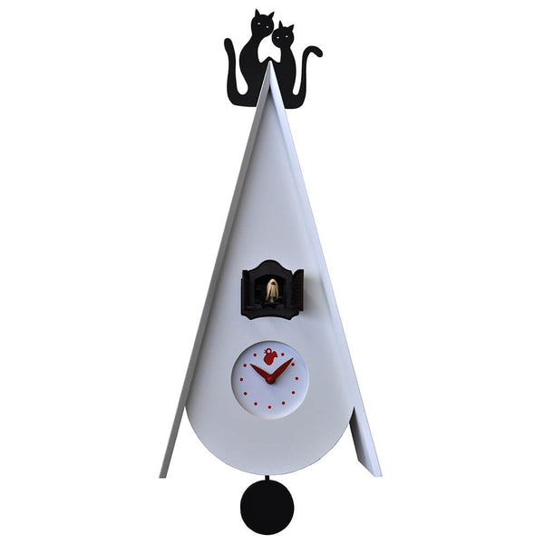 Orologio a Cucù da Parete 25X55X11Cm Pirondini Italia Gattini Bianco acquista